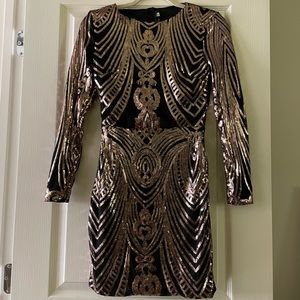 Black and gold sequin party dress (tags on never worn) size S